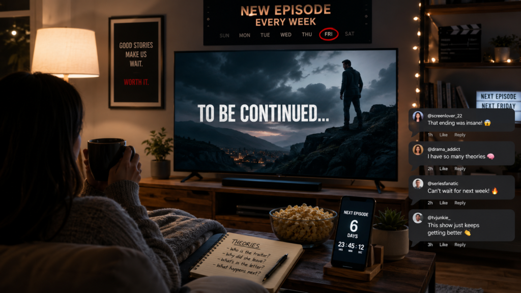 Weekly TV episodes creating audience anticipation in the streaming era